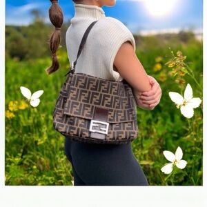 Fendi Mamma BAGUETTE MONOGRAM NYLON BAG